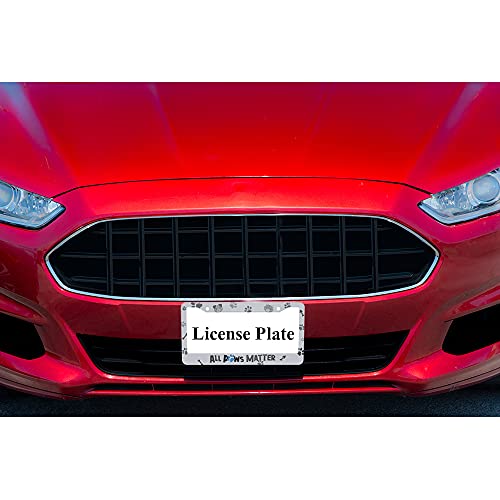Ofloral All Paws Matter Aluminum Alloy License Plate Frame Cat Dog Lovers Blue Grey Cute Pawprints Fish Bones Applicable To Us Standard Car Metal Front Car Tag Frame Cover Holder For Women Men(1 Pack) #TOP4
