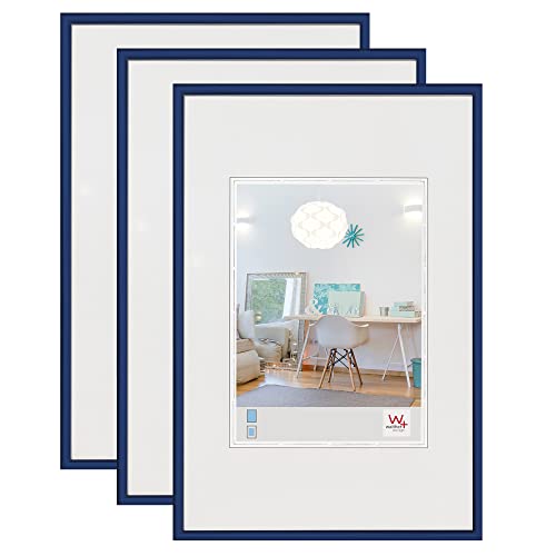 Walther design KV130L3 New Lifestyle Kunststoff Bilderrahmen 21x29,7 cm DIN A4, blau, 3er Pack