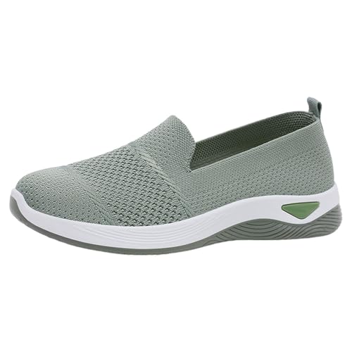 Zapatillas Mujer Zapatillas Sin Cordones Mujer Punta Ancha Cuña Deportivas Comodas Ortopedicas Zapatos Ligeros Antideslizantes Caminar Sneakers Fascitis Plantar Running Verde