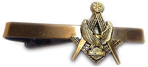 Masonic Biker Eagle Motorcycle Antique Gold HOG Freemason Tie Bar Clip