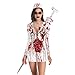 Yizc Halloween Zombie Infermiera Vestito,Donne Maniche Lunghe Orrore Infermiera Uniforme Killer Costume,Sanguinosa Halloween Fantasma Vestito-Infermiera funebre M