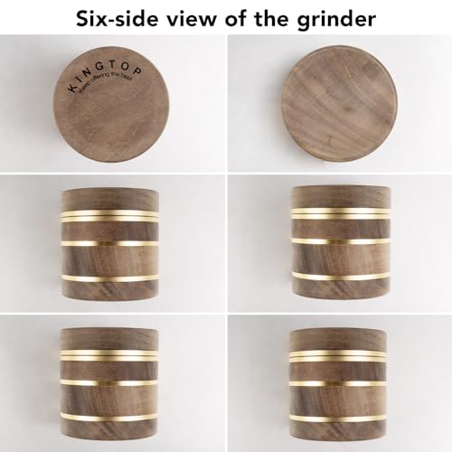 KINGTOP 2.5" Grinder Manual Spice Grinder, Walnut Wood & Aluminum Mill - Image 4