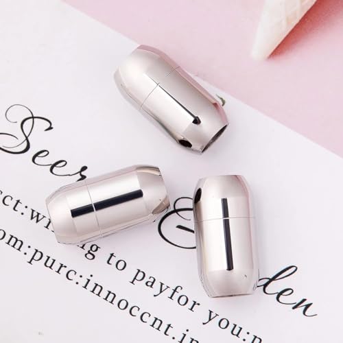 Image of Beadsnfashion 10 Pcs Strong Magnetic Tube Clasps - 17x9mm, 5mm Hole Size, Silver Finish | Premium Magnetic Clasp for Jewellery Making, Bracelets & Necklaces | Essential Jewelry Findings for DIY Crafting