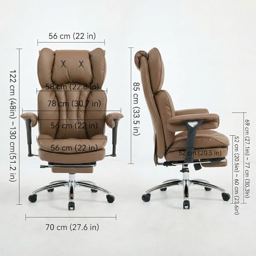 Image of Efomao Big & Tall Desk Chair, Wide Executive Office Chair with Footrest Brown