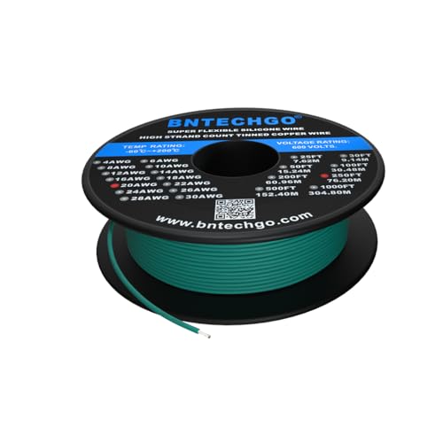 Fil toronné en cuivre étamé 20 AWG BNTECHGO vert souple pour vos connexions de 76 mètres