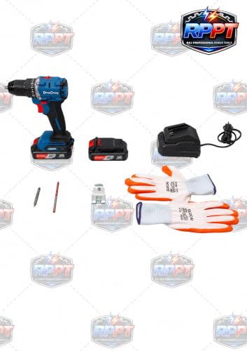 Image of DongCheng Cordless Drill 20 V | 1900 RPM | 2-Speed Mode | 45 N.m Torque | 2 x Lithium-Ion Battery | 1 x Charger | 1 x Drilling Bit | 1 x ScrewDriver Bit | 1 x Pair Of Hand Gloves | DCJZ2040i13 |