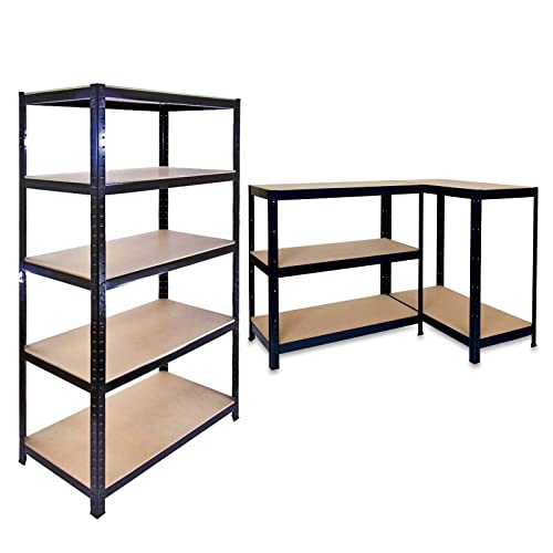 AutoBaBa Heavy Duty 5 Tier Garage Shelving Units, Boltless Garage Storage Racking Shelves, Adjustable Shelves, 875KG Capacity, Warehouse Garage Utility Home Storage Rack, Large - Black