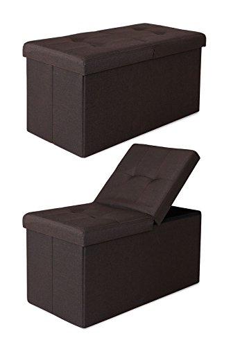 dibea Sitzbank mit Klappdeckel 76x38x38 cm, Leinen braun