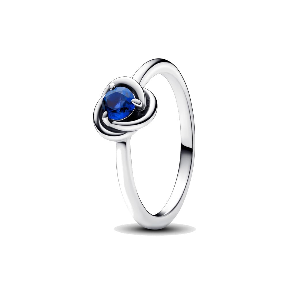 PANDORA Sterling Silver Ring with Princess Blue Crystal
