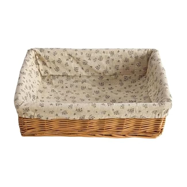 Wicker basket,Woven basket for organizing,Basket for storage with liners,Rectangle storage bins for shelves,Closet,Decorative