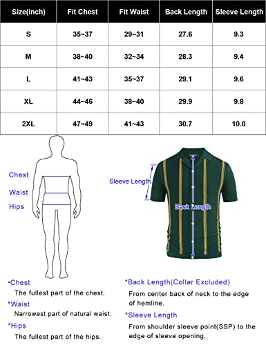 Men's Slim Fit Short Sleeve Vintage Polo Shirts Fashion Polo Knitwear Green Xl #TOP6