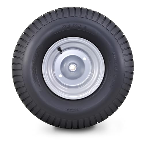 WANDA Lawn Mower Tractor Tire & Wheel 20X8-8 Turf with 3/4\" Bushing 3/16\" Keyway 3-1/2\" offset Hub Silver Wheel-13131 PK 2 - Thumbnail 2