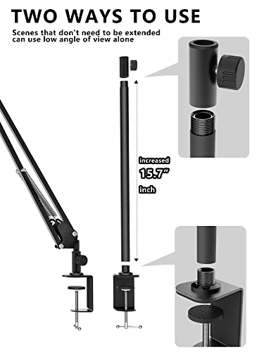Cacencan Overhead Camera Mount, 5Lb Horizontal Load-Bearing, 360° Adjustable Camera Stand For Desk, Flexible Camera Arm Desk Mount, With Phone Clamp, Tabletop Mount For Dslr Camera/Webcam/Microphone #TOP1