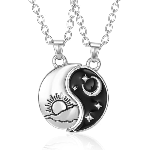 OQKAHIV 1 Paar Yin Yang Anhänger Kette, Freundschaftsketten für Mond Sonne Anhänger Ying Yang Schmuck Geschenke für Damen Frauen, Langstrecke Halskette zum Freundin Geschenk Personalisierter Schmuck OQKAHIV 1 Paar Yin Yang Anhänger Kette, Freundschaftsketten für Mond Sonne Anhänger Ying Yang Schmuck Geschenke für Damen Frauen, Langstrecke Halskette zum Freundin Geschenk Personalisierter Schmuck