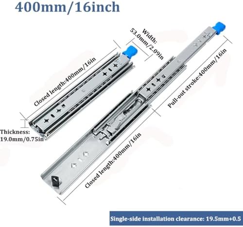 Generic 1 Pair Heavy Duty Locking Drawer Slides 10 14 18 22 26 30 34 38 42 46 54 58 60 in 260 Lb Load Capacity Side Mount Full Extension Ball Bearing Industrial Rail Tool Box Runner(1450mm(58inch))