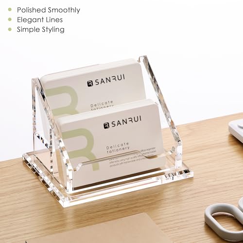 SANRUI Suporte de cartão de visita de acrílico, suporte de cartão de visita transparente, suporte de