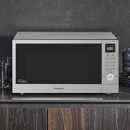 Panasonic NN-SD78LS 1.6 cu.ft Cyclonic Inverter Countertop Microwave Oven 1250Watt Power with Genius Sensor Cooking, cft, 19.44"D x 21.88"W x 11.94"H,Stainless Steel
