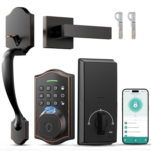 Keyless Entry Door Lock with Handle,Fingerprint Smart Front Door ...