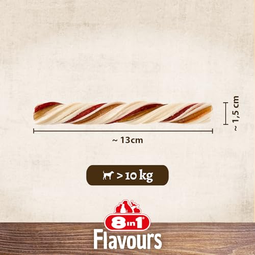 8in1 Triple Flavour Ropes Kaustangen für Hunde - Kausnacks zum Spielen und Kauen mit Rindfleisch, Schweinefleisch und Hähnchenfleisch, 65 g Beutel (ca. 6 Stück)