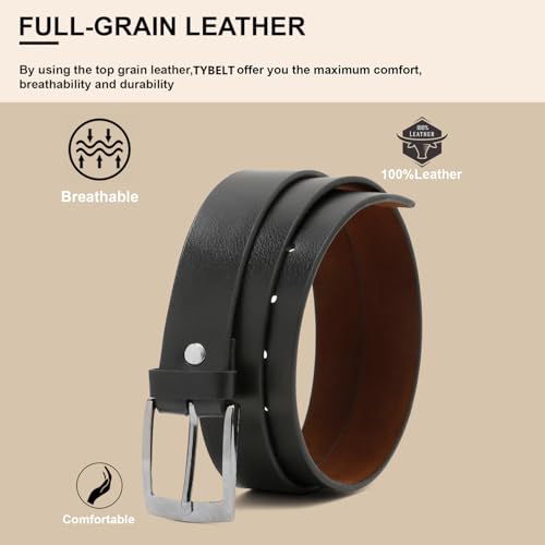 Image of Black Faux Leather Belt for Men | Adjustable Waistband up to 42 Inches | Belt for Jeans & Dress Pants | Belt with Heavy Buckle 135a