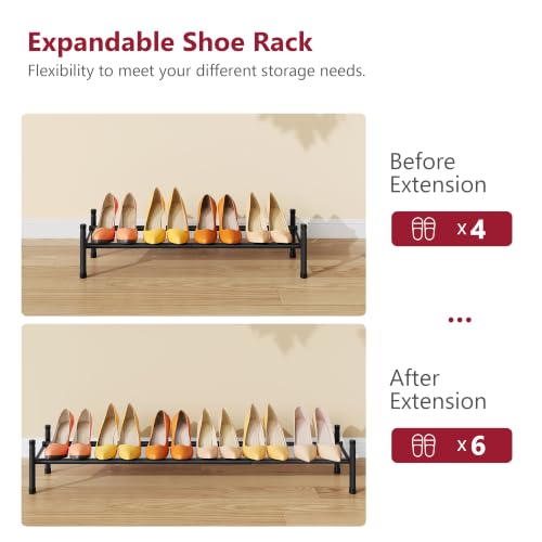 Image of Tajsoon Expandable Shoe Rack for Closet 1 Tier, 28 inch-41 inchStackable, Black