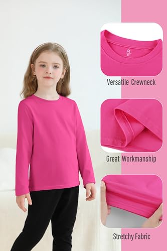5 Pack Cotton Girls Long Sleeve Shirts Toddler Soft Basic T-Shirts Top Kids Crewneck Layering Tees4