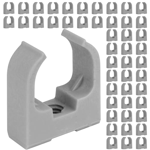 Boltza® Saddle Cable Clips for 20mm Conduit – Black or Grey – Screw Mount – Pack of 10 or 50 (50, Grey)
