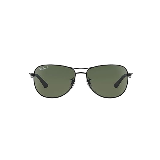 Ray-Ban Men's RB3519 Aviator Sunglasses, Matte Black/Green Polarized, 59 mm