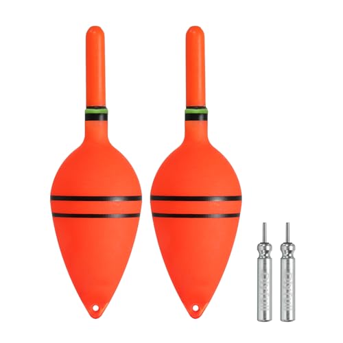 PATIKIL 0.5oz Lighted Fishing Slip Bobbers, 2 Pack EVA Light Up in Red Fishing Float with Battery for Night Fishing