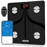 RENPHO Báscula de Grasa Corporal, Inteligente Bluetooth Wireless, para Baño, Digital, con App, Inalámbrica, Monitor de Composición Corporal para Peso Muscular, 28 x 28 cm, Recargable por USB