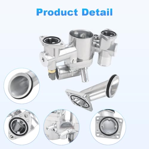 Image of WMPHE Aluminum Engine Coolant Thermostat Housing Compatible with Jaguar Vanden Plas 2004-2005 S-Type 2003-2005 XJR 2004-2005 XJ8 2004-2005 Super 2005 Replacement for AJ89485