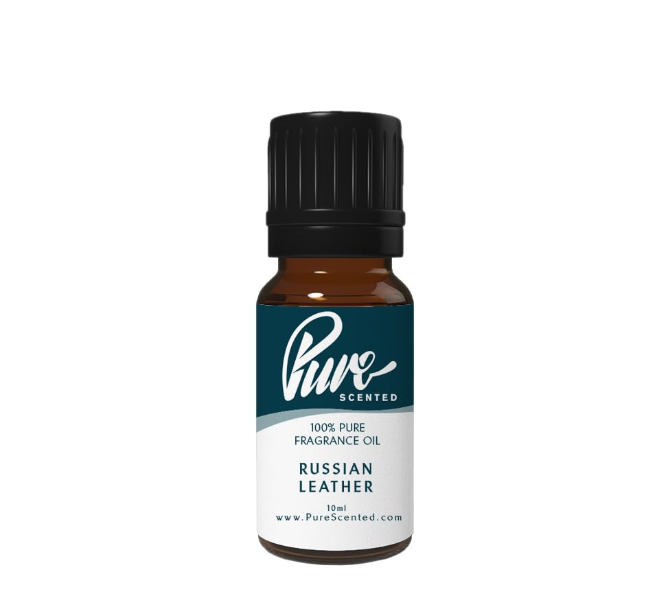 Pure Scented 10ml Fragrance Oils - 1 x 10ml Suitable for Candles, Soaps, Slime, Diffusers, Cosmetics, Wax Melts, Designer (1 x 10ml, Russian Leather)