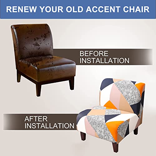 Fuangui Armless Chair Slipcover 2Pcs Armless Accent Chair Cover High Stretch Slipper Chair Slipcover Jacquard Removable Washable Armless Chair Furniture Protector Covers For Dining Living Room，11 #TOP3