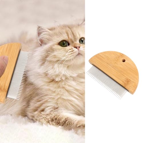 MANON ROSA Flea Lice Comb for Dogs and Cats - Stainless Steel Teeth Brush Pet Hair Detangler & Flea Removal Grooming Tool (2 in 1 Comb)