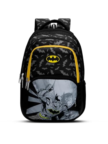 Image of Lavie Sport Batman Knight 30L Black Backpack | Organizer & Bottle Holder | Gift for Men, Women, Boys, Girls | Laptop Sleeve for School & College