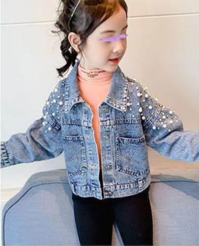 Girls' Classic Pearls Denim Trucker Jacket Kids Button Down Jeans Coat Outwear2