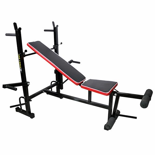Image of Adjustable Weight Bench with Incline, Decline and Flat Positions, Heavy Duty Pipes, Cushioned Seat, Black,300 kg