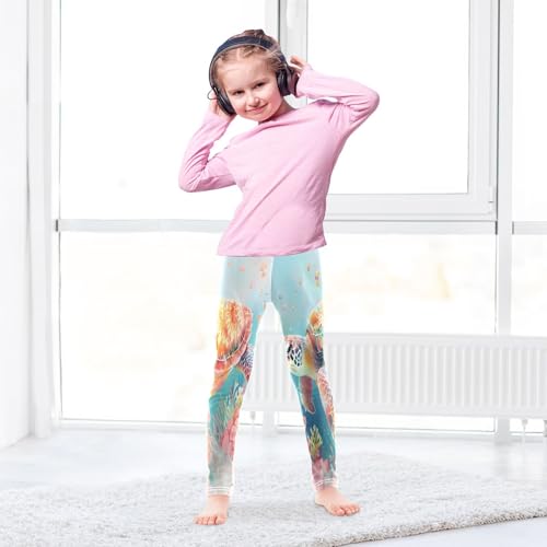 Toddler Girls Leggings Printed Yoga Pants Leggings Marine Turtle Coral Innovative Page Design Soft Dreamy for Kids4