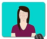 Gaming Mauspad, Flache Anerkennung Gesichtsbehandlung Gesicht Frau rutschfest Mauspads Komfort Mousepad Für Laptop Homeoffice Maus 25X30Cm