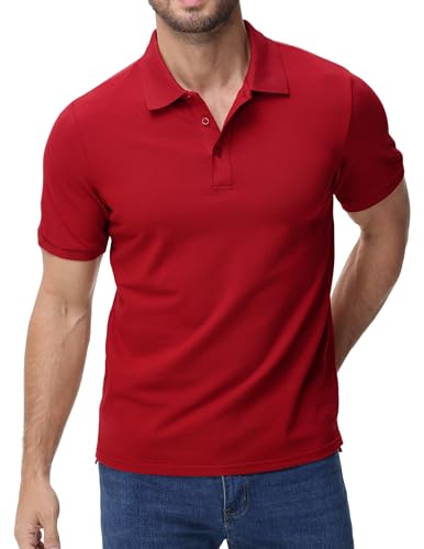 Image of MIER Men's Cotton Pique Polo Shirts, Short Sleeve Golf Work Casual Tops