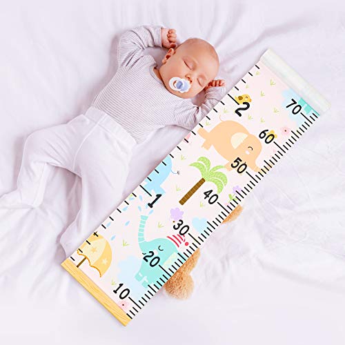 Beinou Baby Growth Chart Ruler for Kids Wood Frame Height Measure Chart 7.9in x 79in Canvas Hanging Height Growth Chart