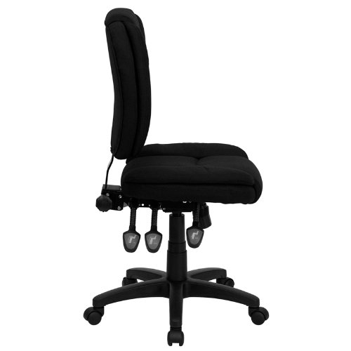 Flash Furniture Mid-Back Black Fabric Multifunction Swivel Ergonomic Task Office Chair with Pillow Top Cushioning