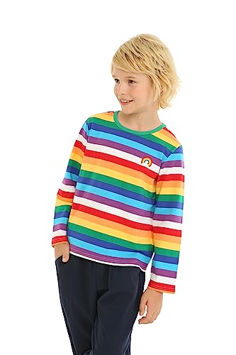 Mud Kingdom Boys Girls T-Shirts Rainbow Stripe Cotton Unisex Top2