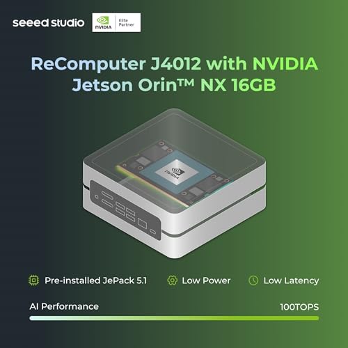 NVIDIA Jetson Orin NX 16 GB Edge AI Device - reComputer J4012, 4xUSB 3.2, M.2 Key E & Key M Slot, sistema Jetpack preinstallato con NVIDIA Jetpack su SSD NVMe da 128 GB - PC Desktop - Immagine 1