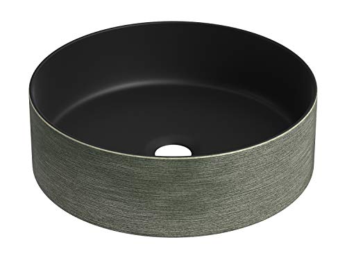 STARBATH PLUS Vasque À Poser Salle De Bain Céramique Ronde Lavabo 35 x 35 x 12 cm SFCIL (Vert/Noir)