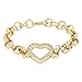 Price comparison product image 6mm Gold Open Heart Diamond Belcher Bracelet, Adjustable 16K Real Gold Plated Uniquely Patterned Stylish Fashion Jewellery for Women and Teens (Length: 6" to 6.5", Weight: 24g) - Bling King London