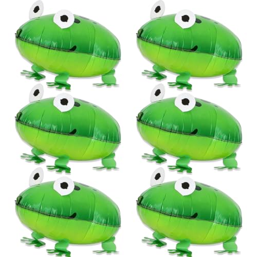 6Pcs Walking Frog Balloons, Green Frog Balloons for Princess Birthday Decor