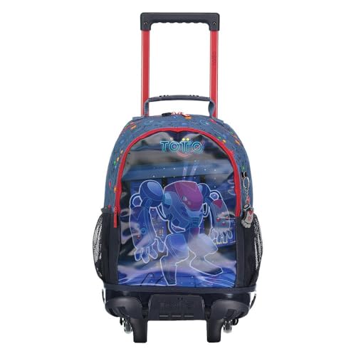TOTTO Zaino Scuola con Ruote Media-Atlas, Ragazzo, Blu, ESTÁNDAR