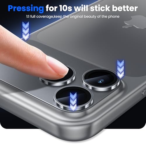 WSKEN for iPhone 17 Pro Camera Lens Protector, [Military Grade Shatterproof] [Strong Adhesion] Metal Aluminum Alloy Tempered Glass Camera Screen Protector, Grey Titanium by WSKEN - Used condition - Image 5