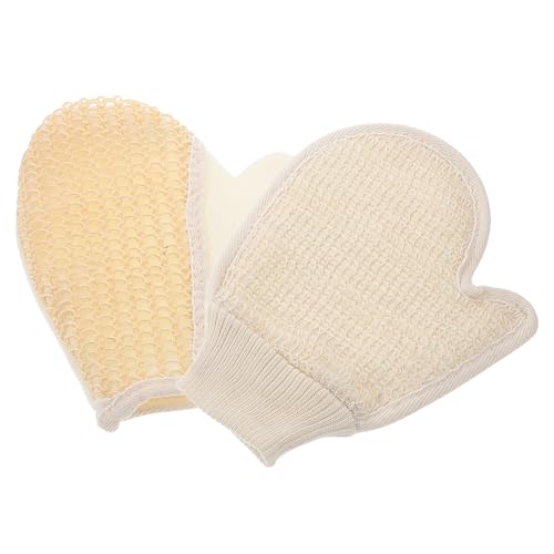 Healeved 2 Piezas Guantes Para Fregar Guantes Para Mujer Paños Para Ducharse Guante Exfoliante Toallita Exfoliante Guante De Ducha Guantes De Ducha Guantes Exfoliantes Beige Sisal